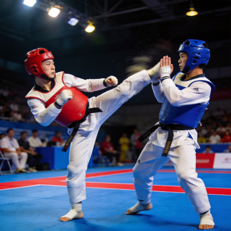 跆拳道对决瞬间图片