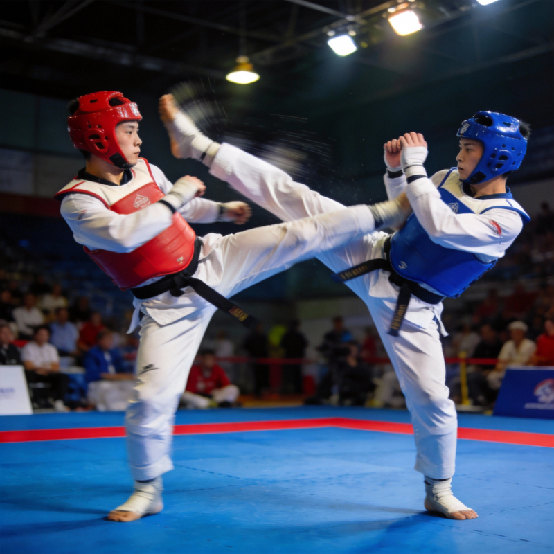 跆拳道对决瞬间图片