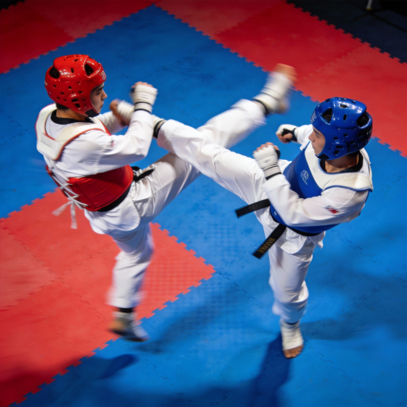 跆拳道对决瞬间图片