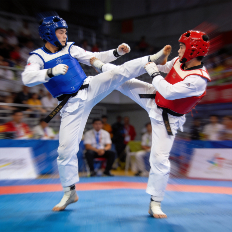 跆拳道对决瞬间图片