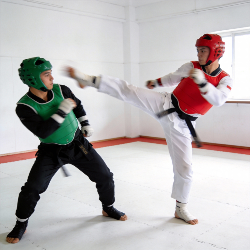 跆拳道对练瞬间图片