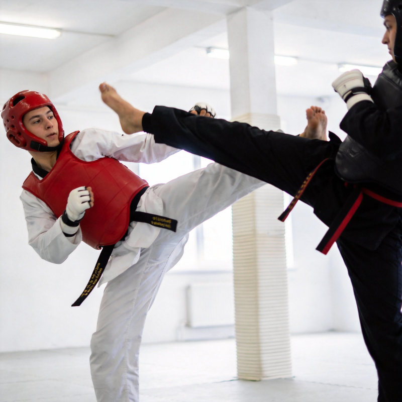 跆拳道对练瞬间图片