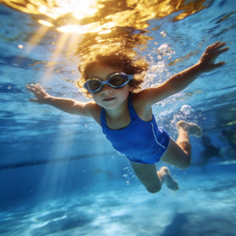 水下嬉戏的小女孩图片