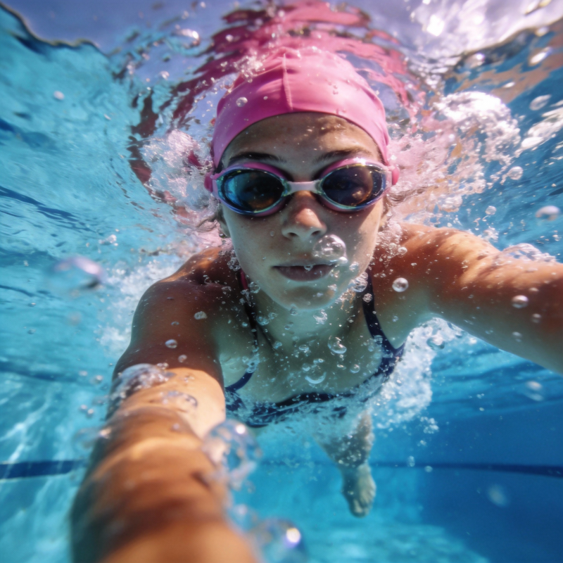 泳池中的少女图片