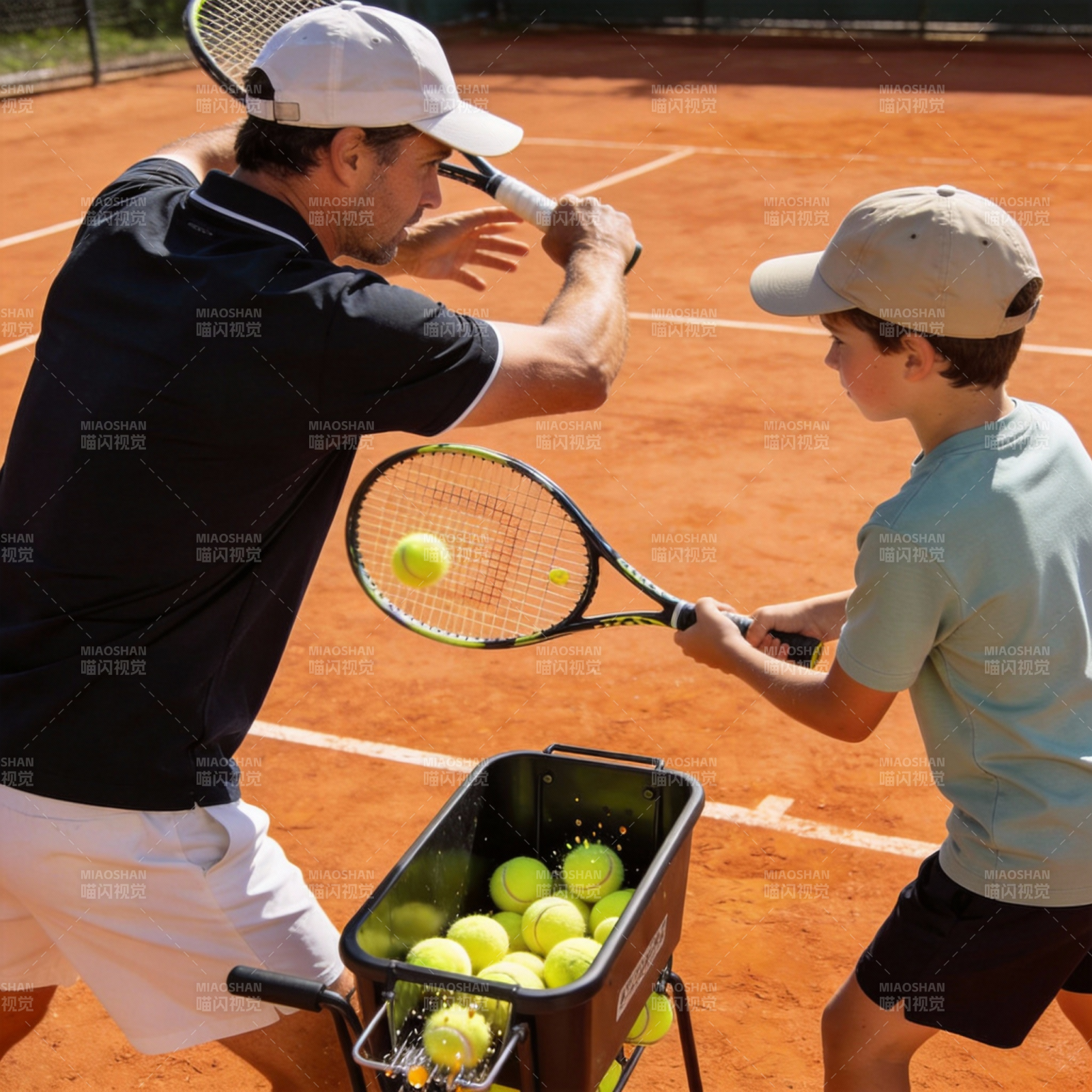 父子网球教学图片