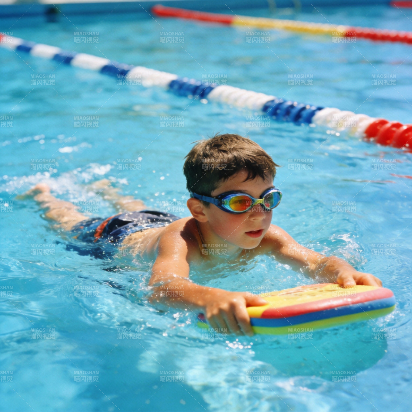 泳池里的小泳者图片