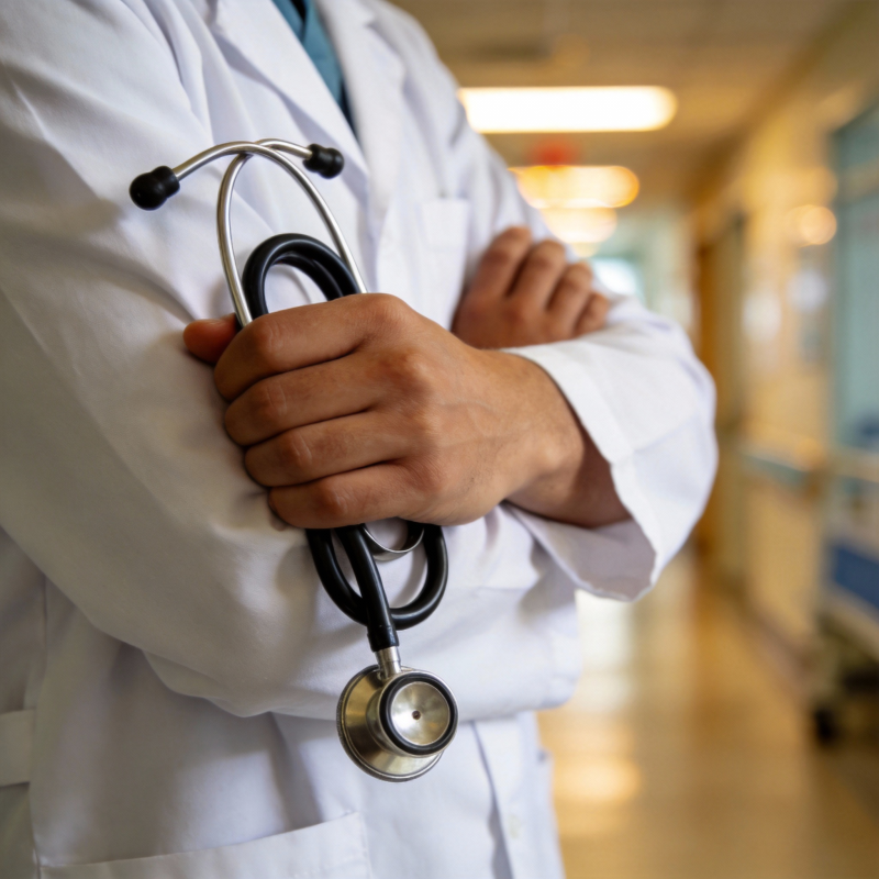 医生手持听诊器图片