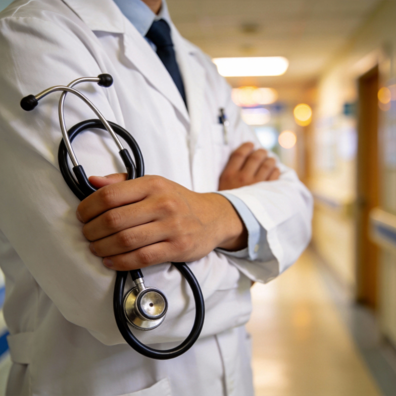 医生走廊伫立图片