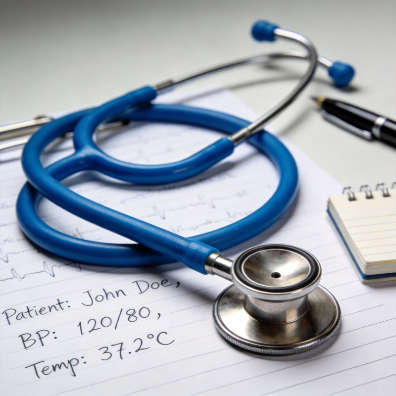 医疗记录与听诊器图片