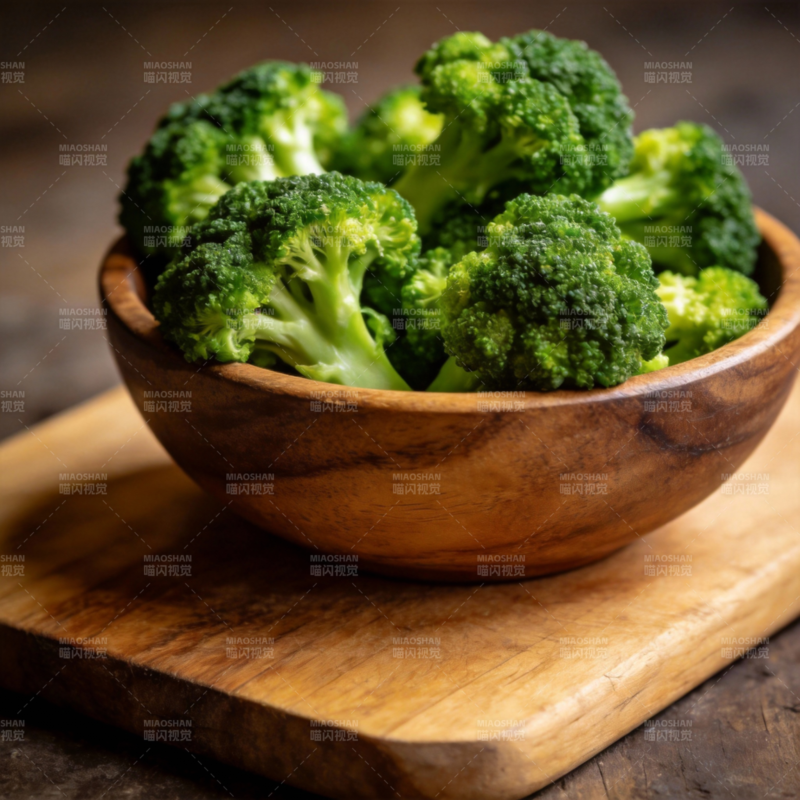 新鲜西兰花盛碗中图片