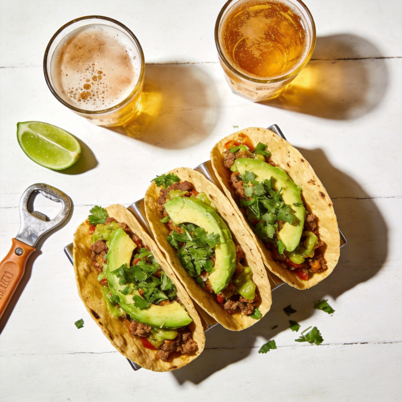 美味塔可配啤酒图片