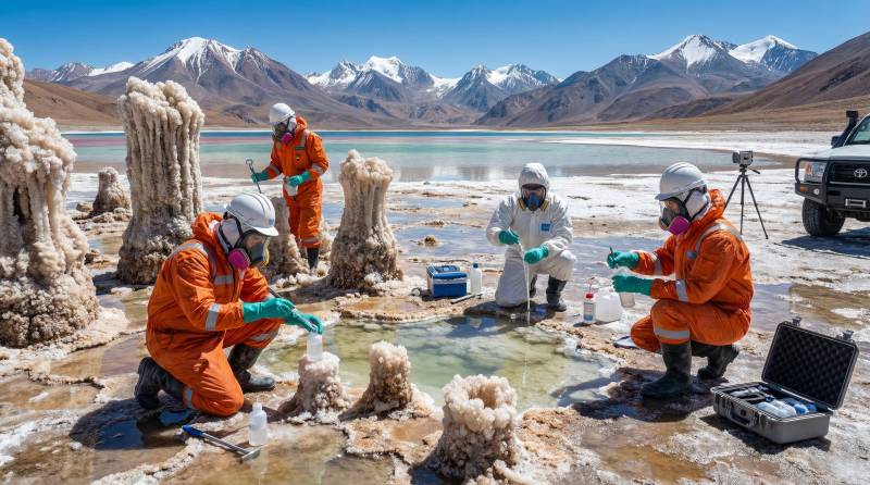 科研人员高原采样图片