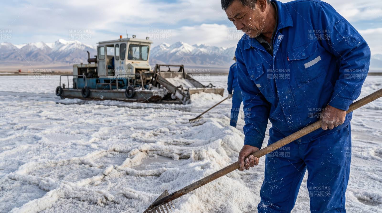 盐湖工人劳作图片