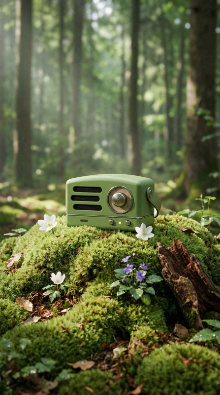 森林中的绿色收音机图片