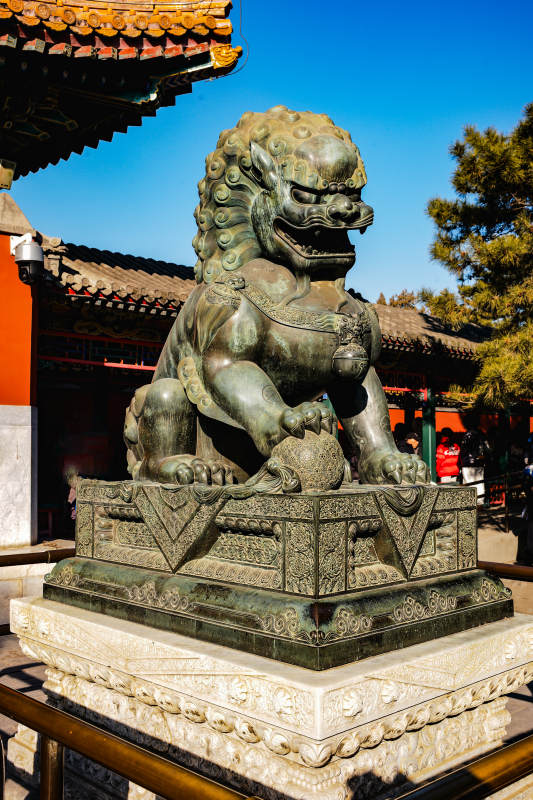 颐和园 铜狮守庙门图片