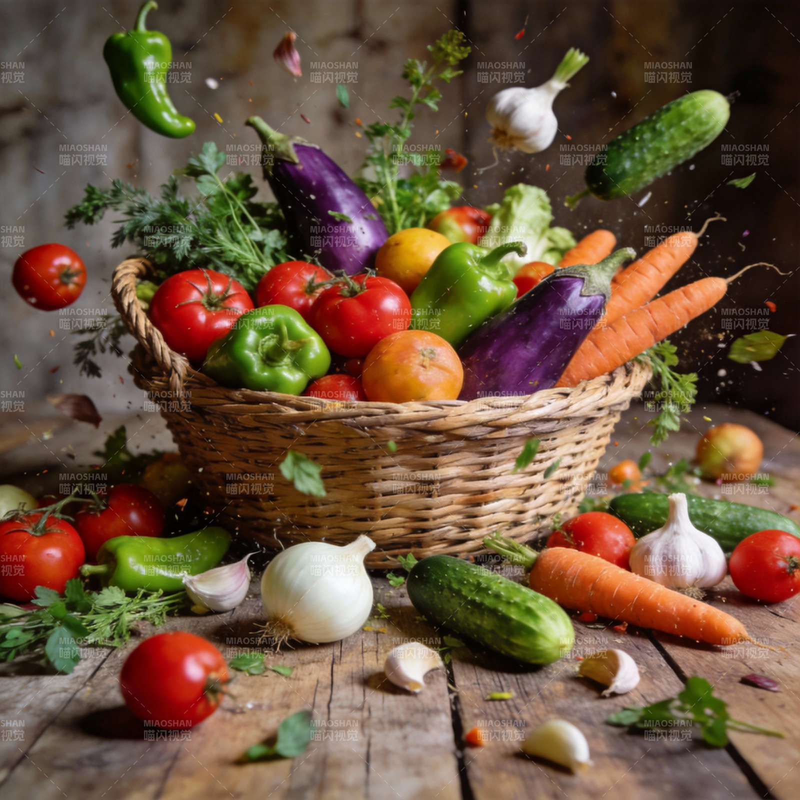 新鲜蔬菜飞舞图片