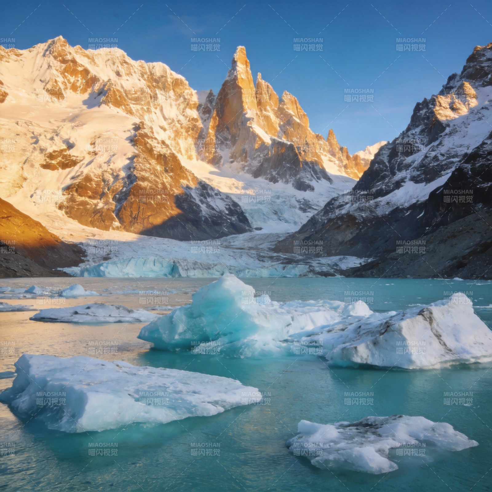 冰川湖畔雪山图片