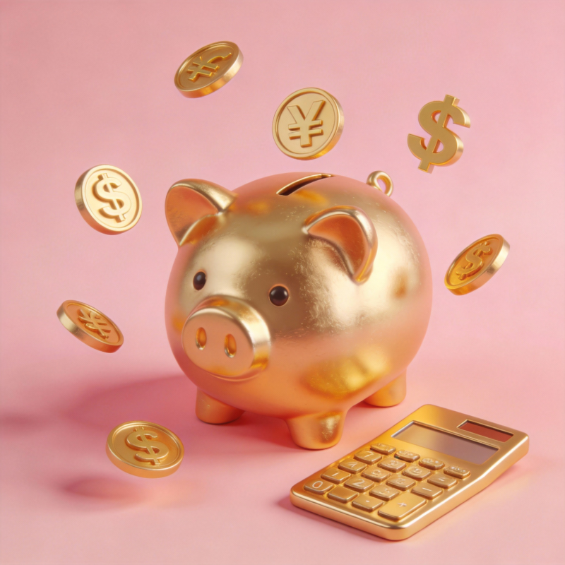 金色存钱罐与金币图片