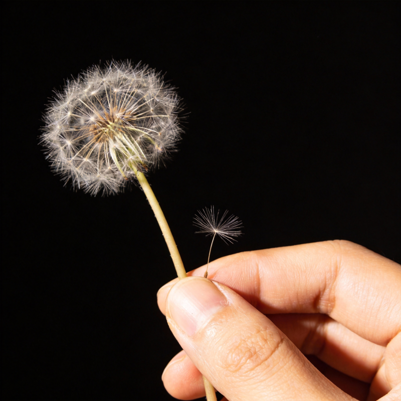 手握蒲公英图片