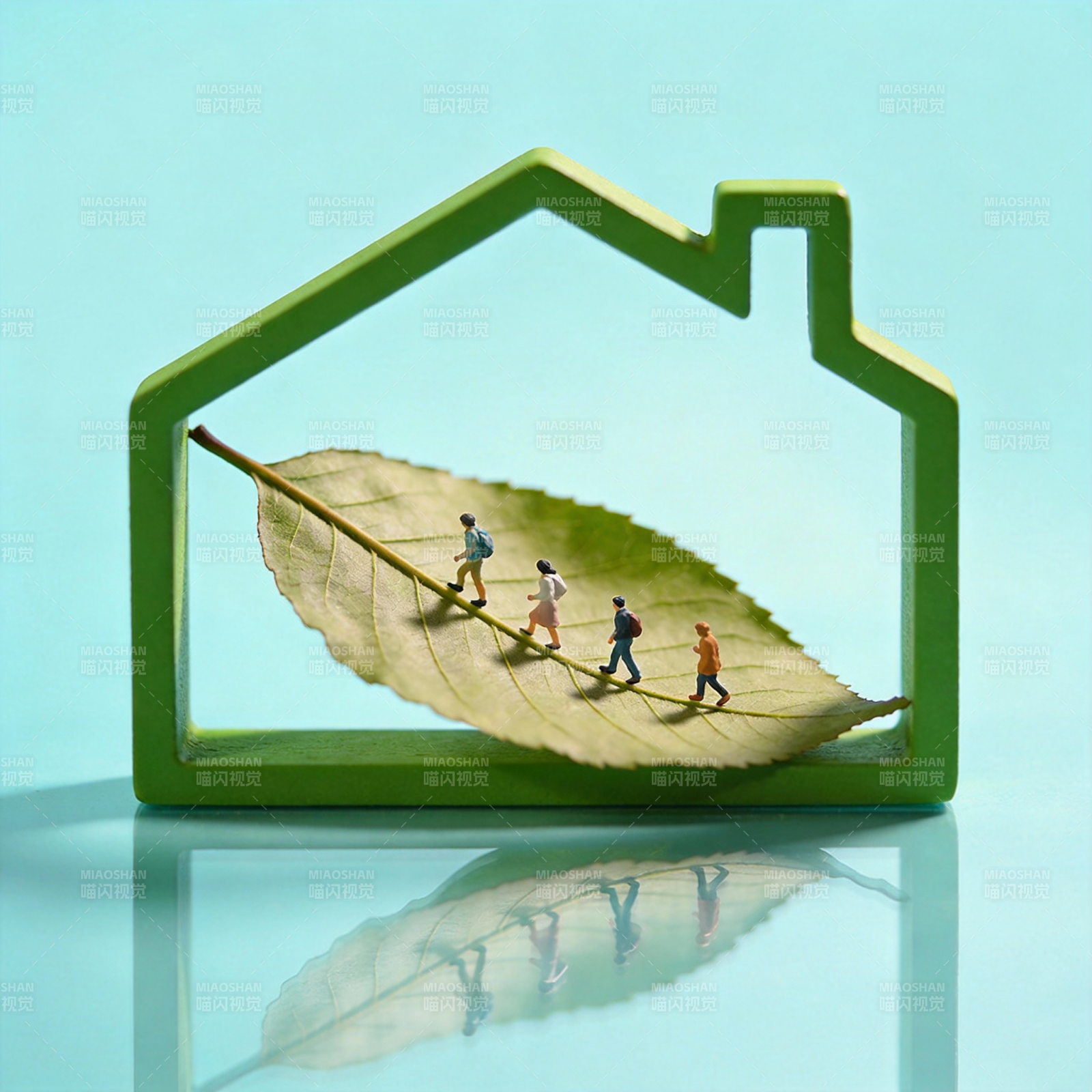 绿叶上的微型行者图片