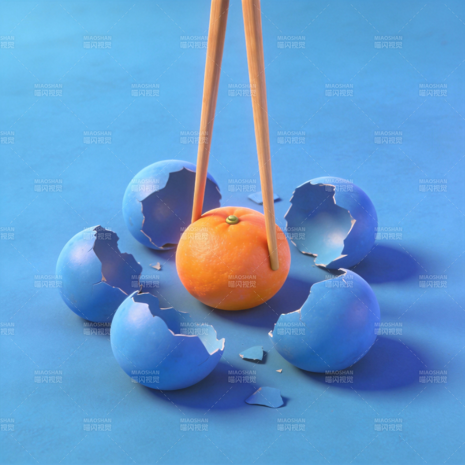 橙子与蓝蛋壳图片
