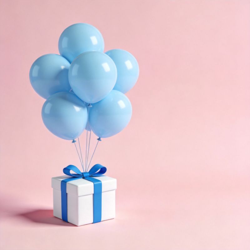 蓝气球礼盒图片