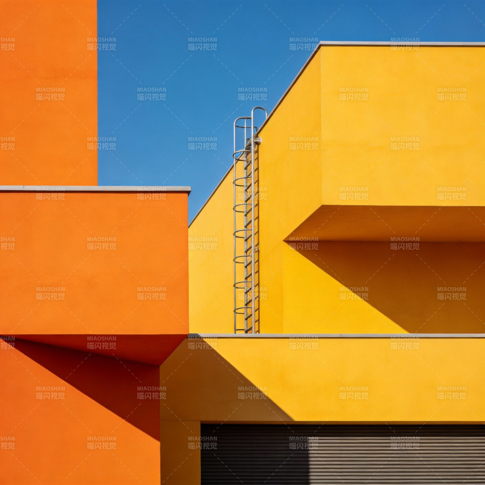 橙黄建筑几何之美图片