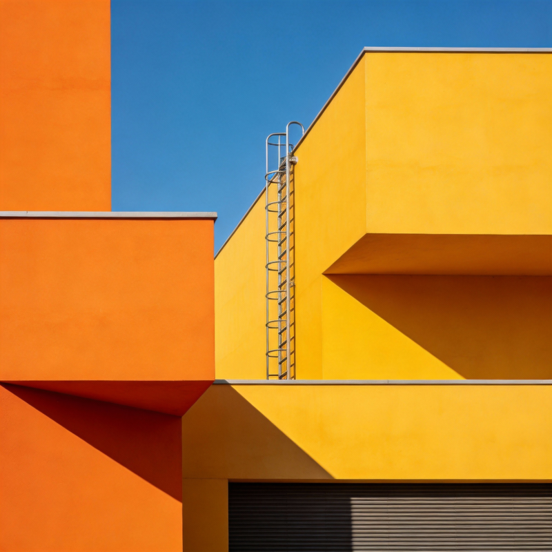 橙黄建筑几何之美图片