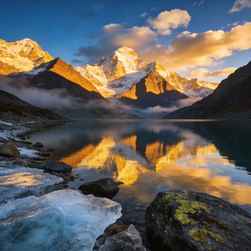 雪山倒影湖光图片