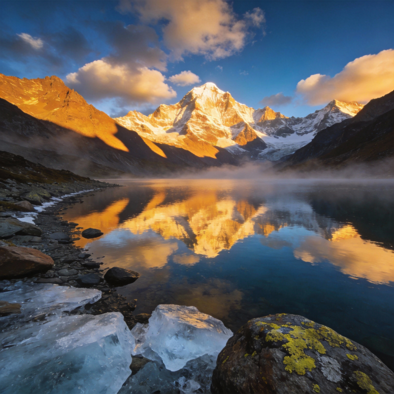 雪山倒影湖光图片