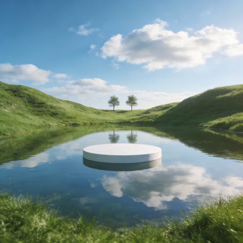 湖心白台 绿野云天图片