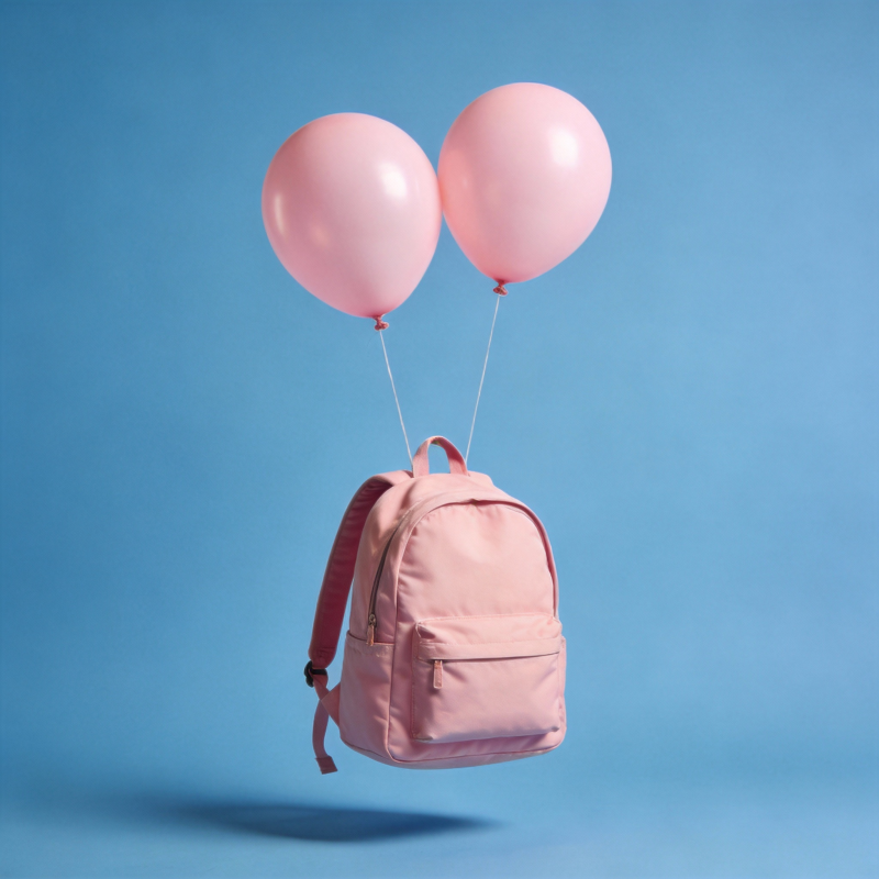 粉色书包飘浮气球图片