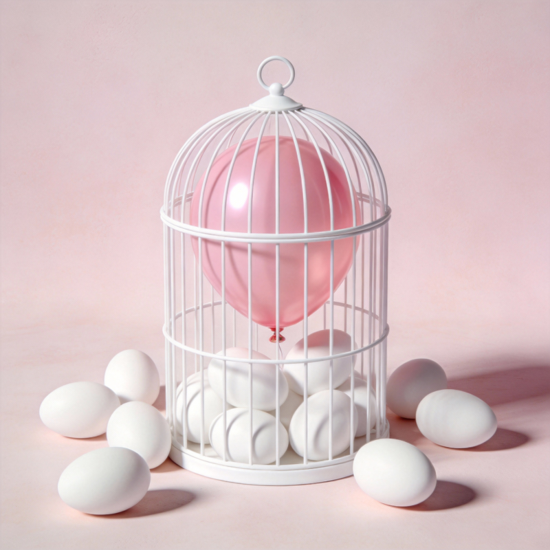 笼中粉球与白蛋图片