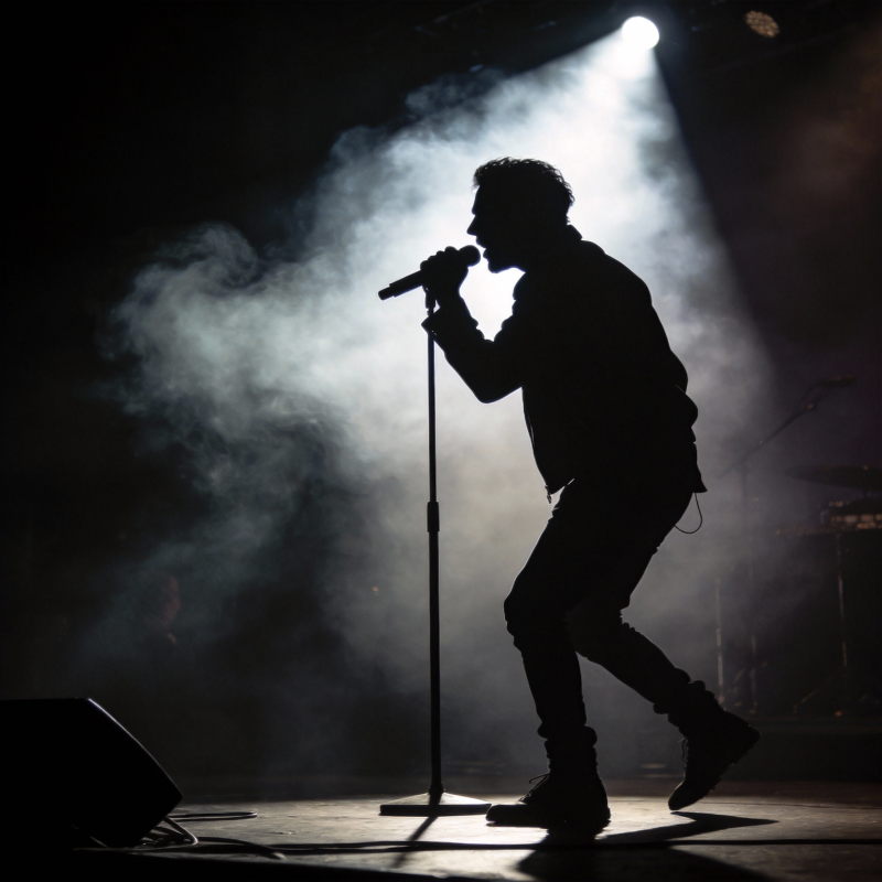 舞台上的歌者剪影图片