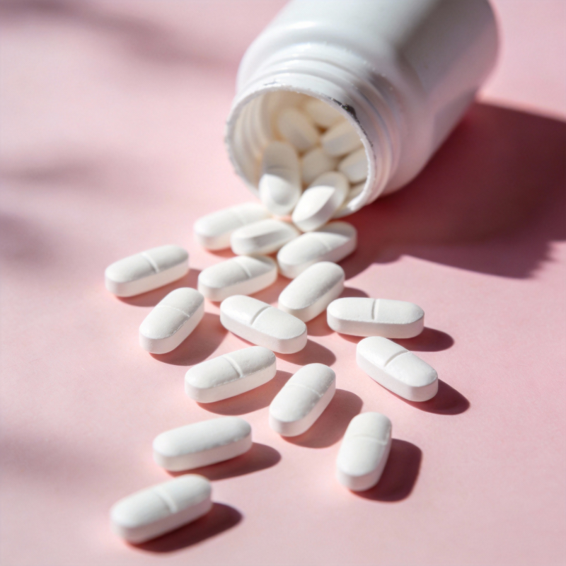 药片倾泻粉红背景图片