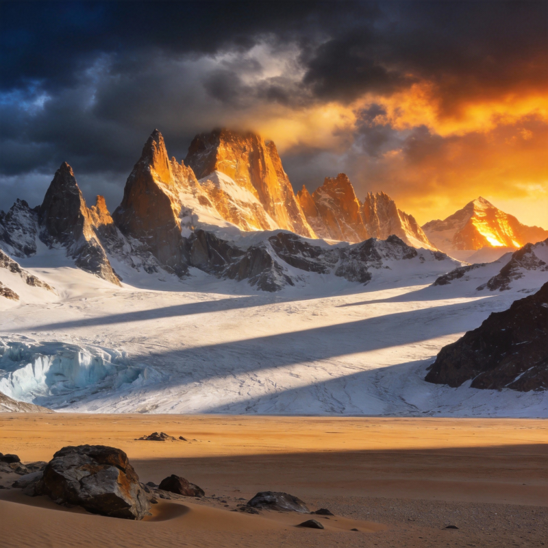 雪峰映日 壮丽山河图片