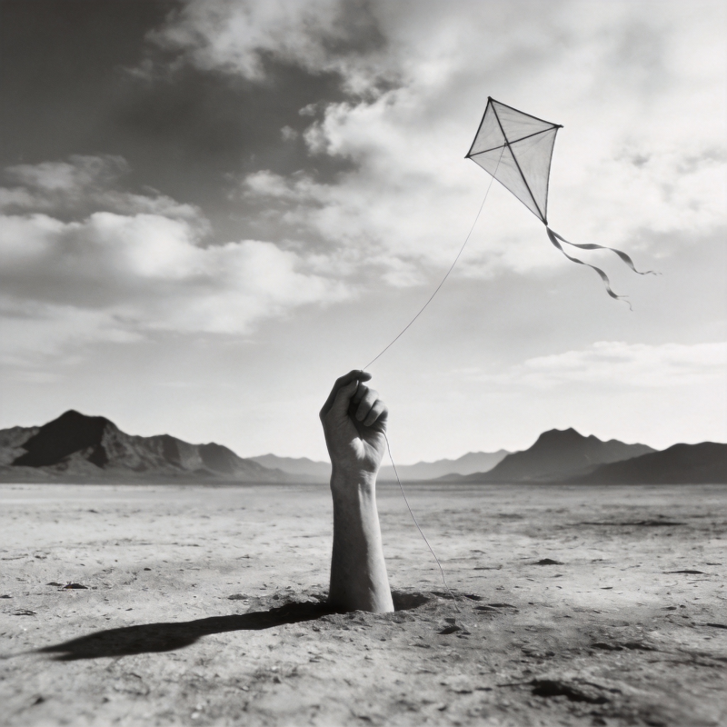 手握风筝 荒漠孤影图片