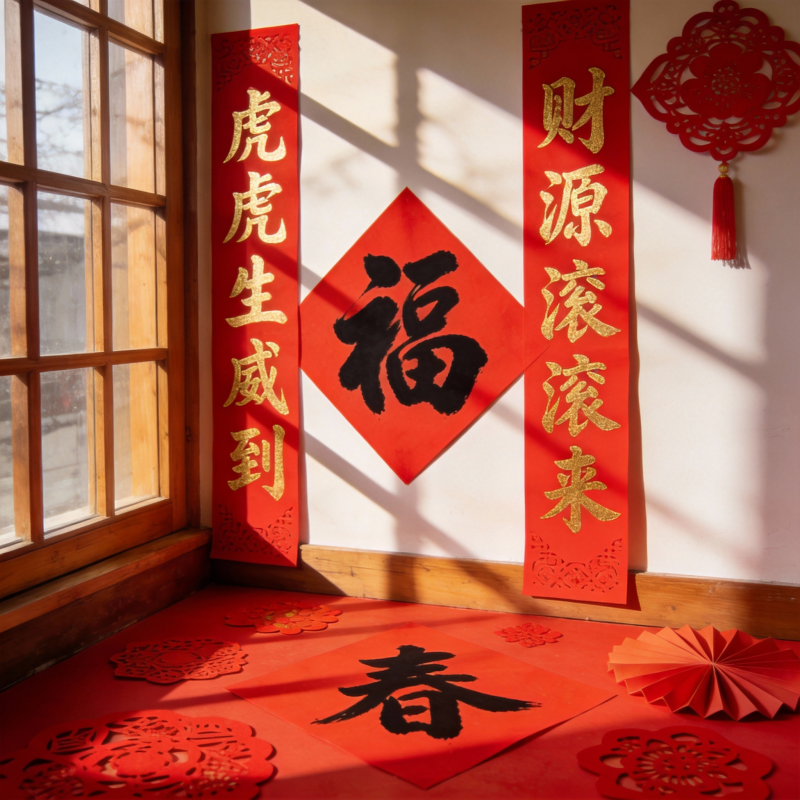 虎年春联迎福到图片