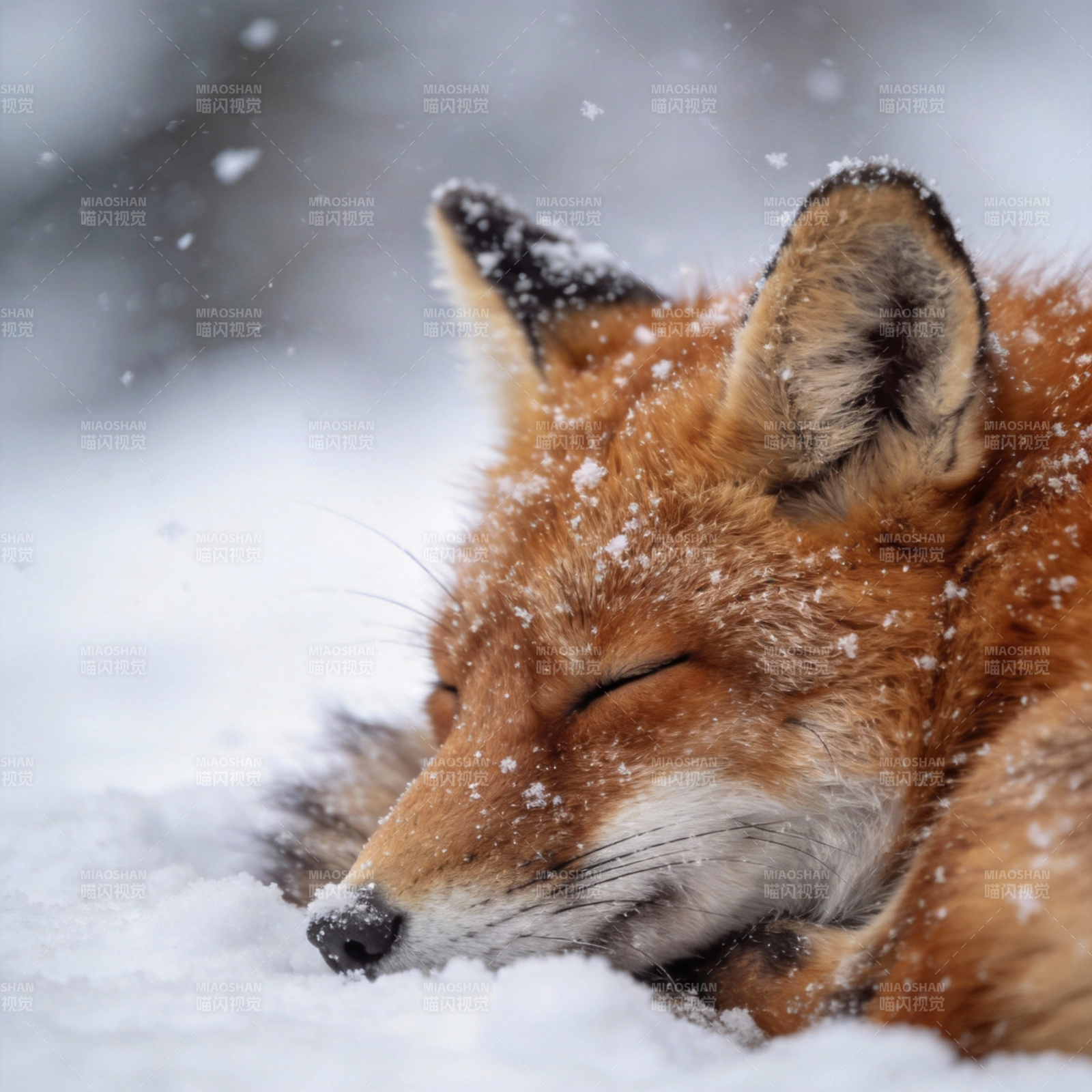 雪中眠狐图片