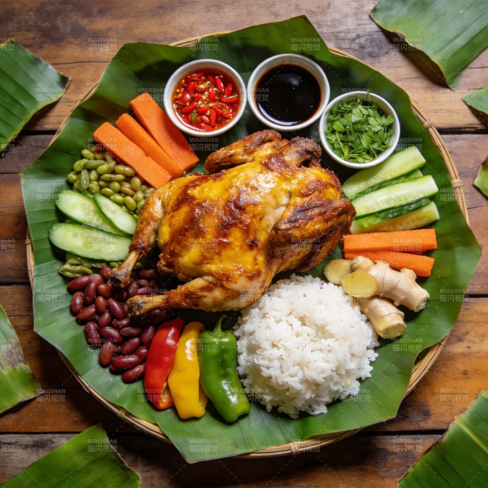 美味烤鸡配菜拼盘图片