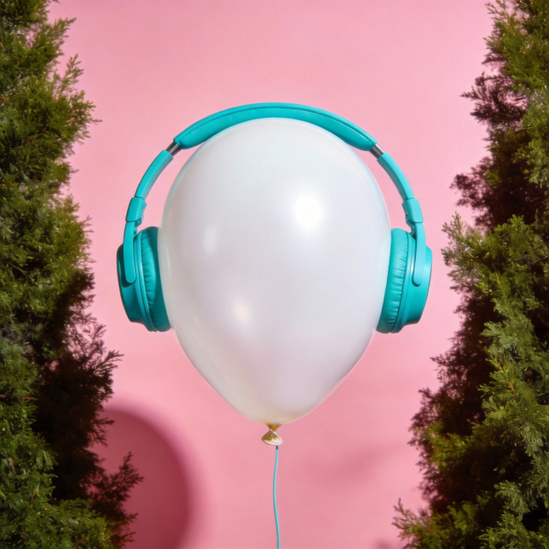 气球戴耳机图片