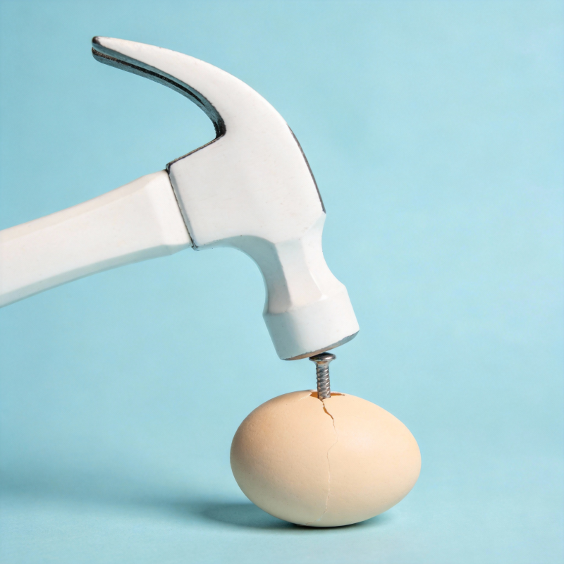 锤击蛋壳 裂痕初现图片