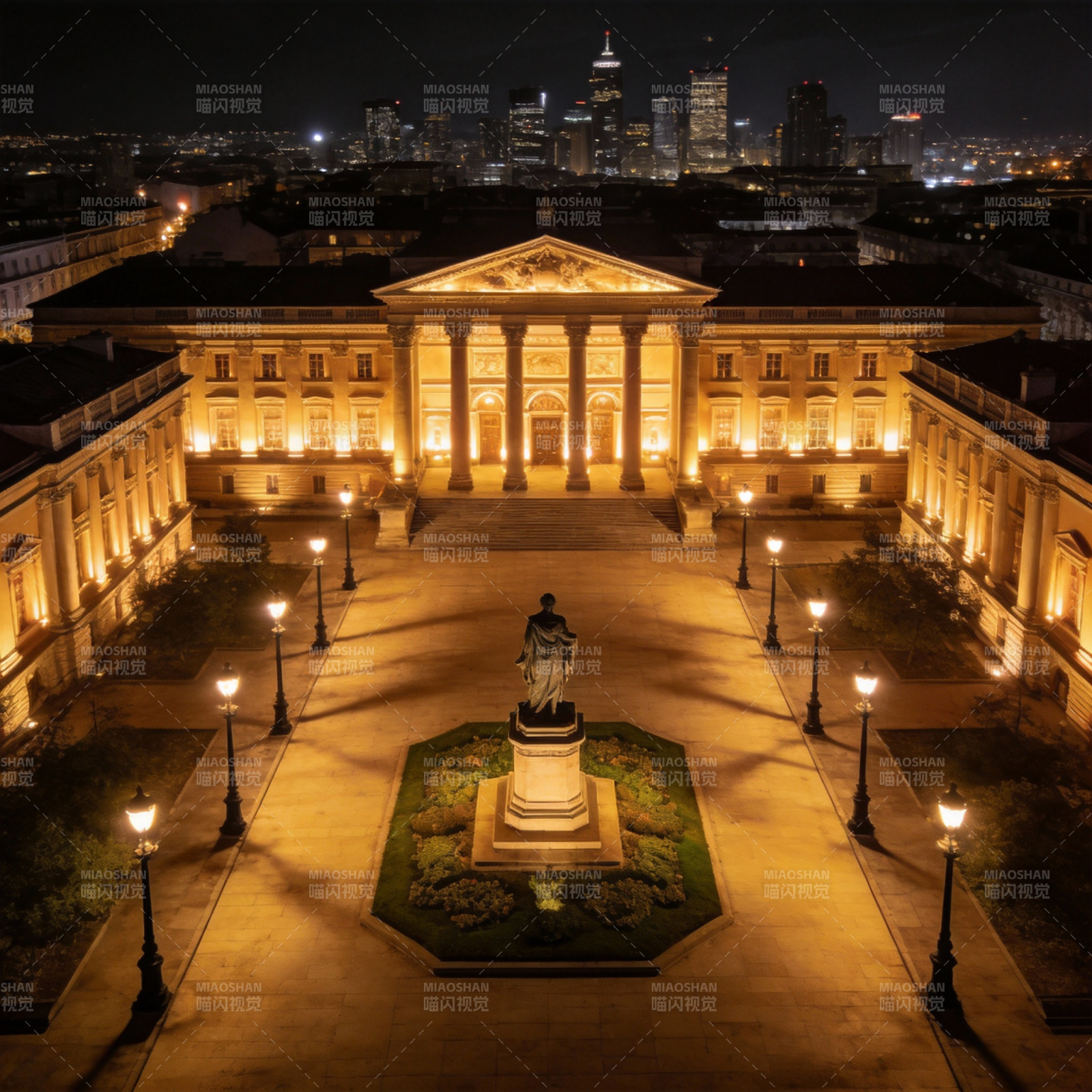 夜幕下的宏伟建筑图片