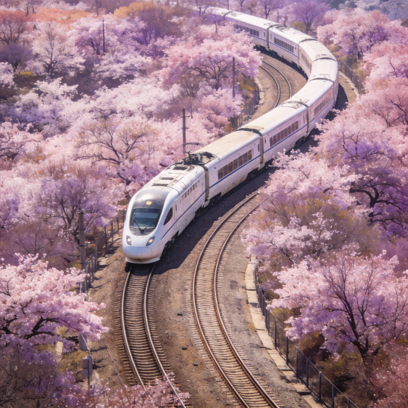 樱花季的列车之旅图片
