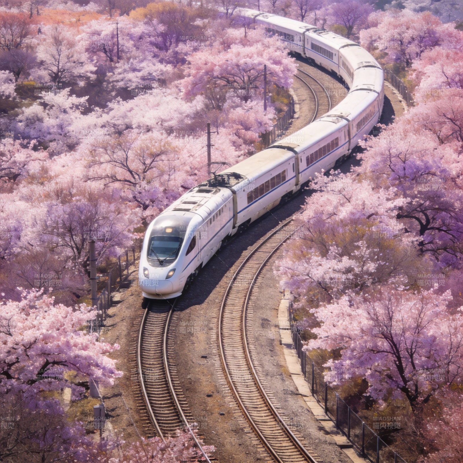 樱花季的列车之旅图片