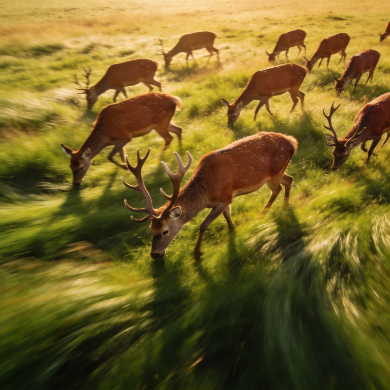 鹿群草原觅食图片