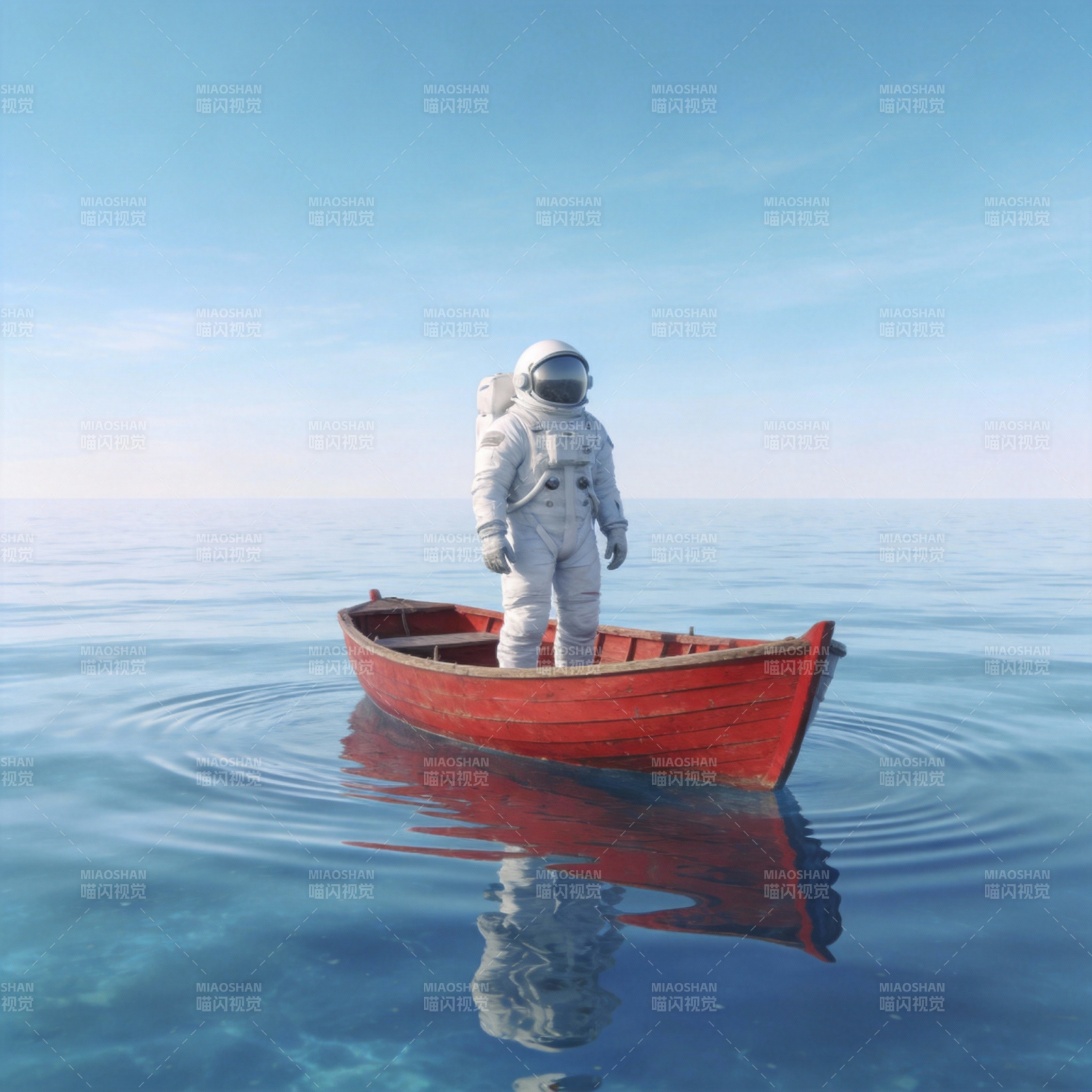 宇航员泛舟碧海图片