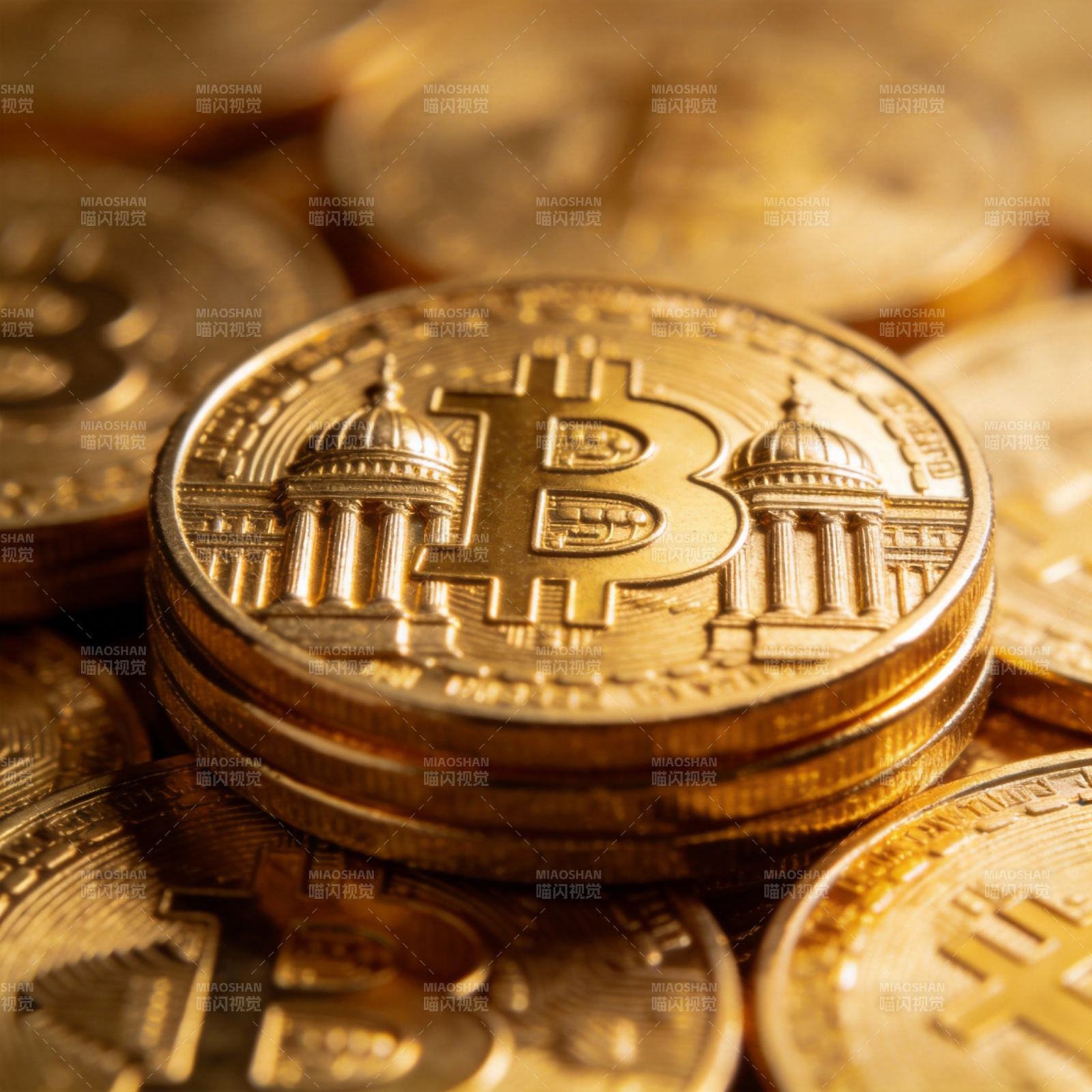 比特币金币堆叠图片