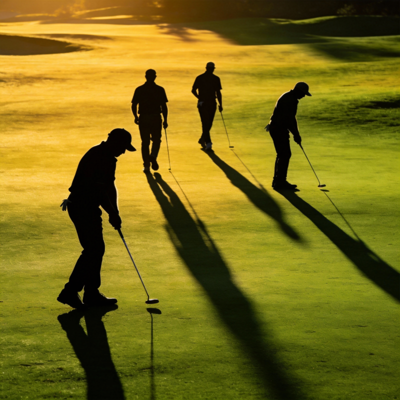 夕阳下的高尔夫剪影图片