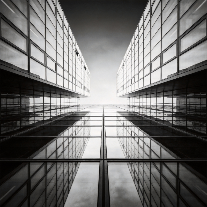 镜像建筑的对称之路图片